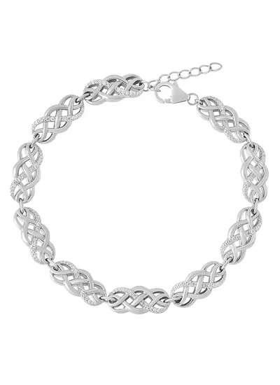 Sterling Silver Celtic Knot Bracelet With Cubic Zirconia